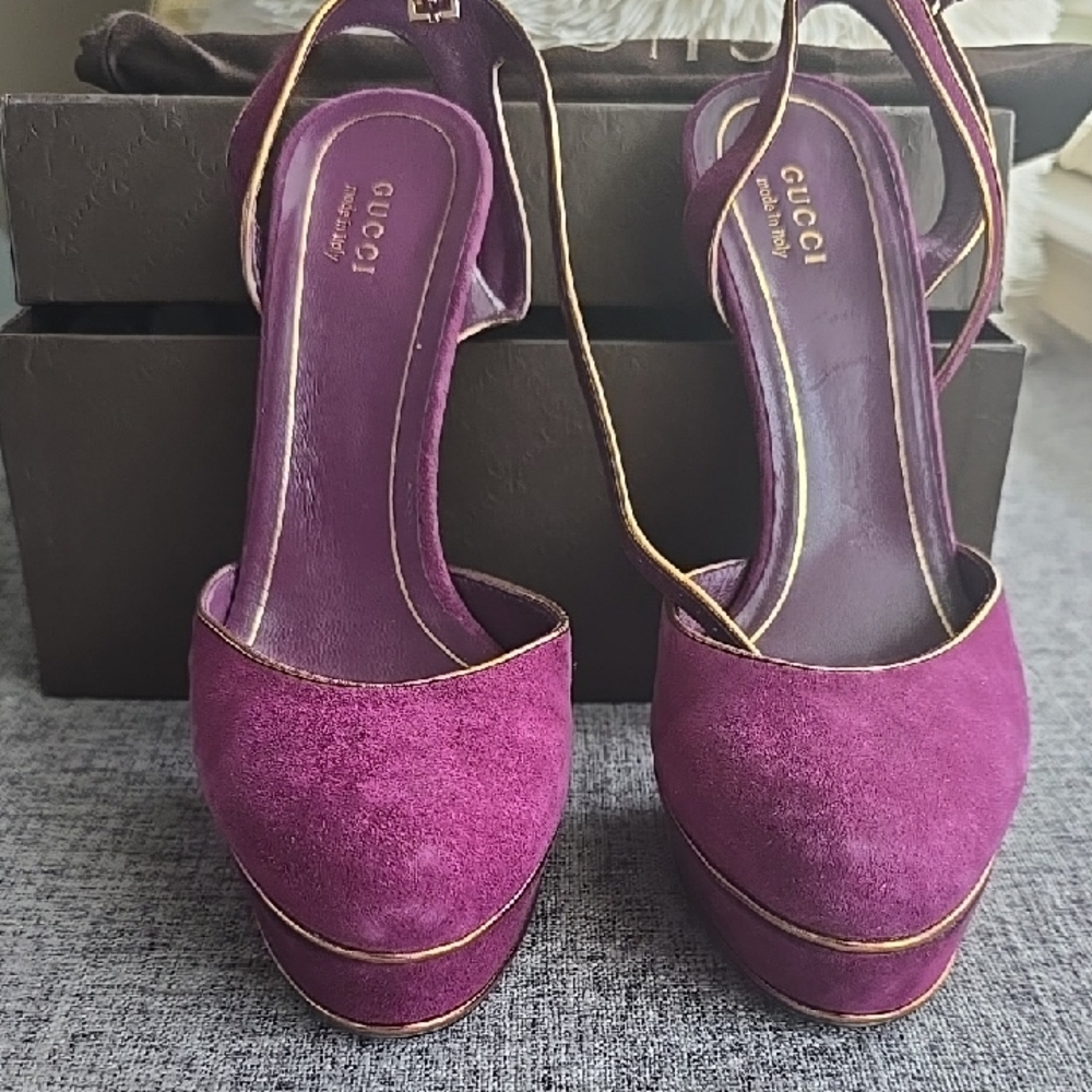 Gucci Purple Platform Shoes Luxurious Suede